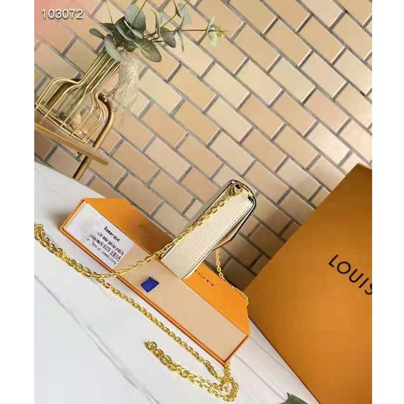 Louis Vuitton Women Félicie Pochette Cream Saffron Monogram Empreinte Embossed Supple Grained Cowhide