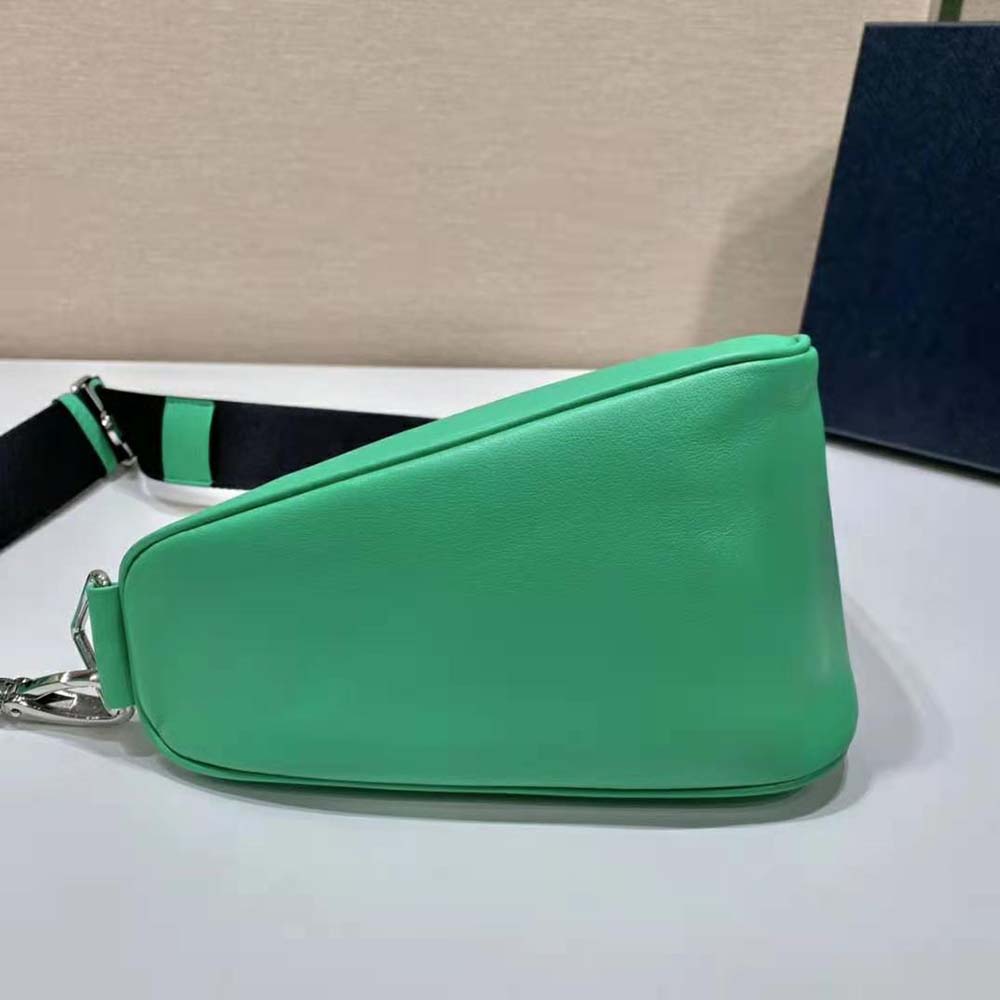 Prada Women Leather Triangle Shoulder Bag-Green