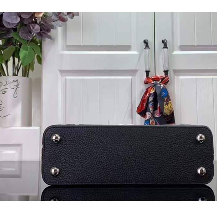 Louis Vuitton Women LV x YK Capucines BB Black White Taurillon Bull Calf Leather Infinity Dots Print