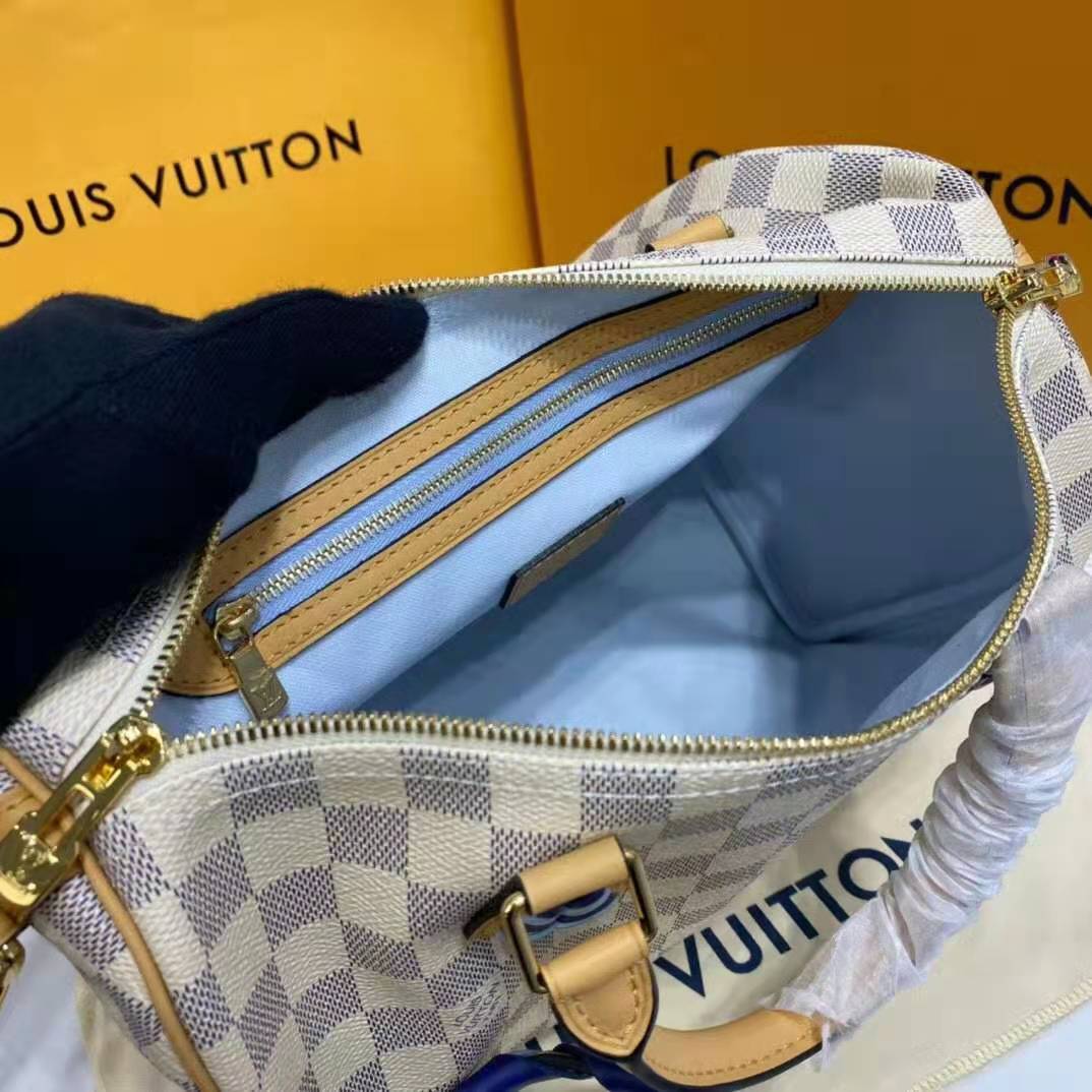 Louis Vuitton LV Unisex Speedy 30 Bandoulière Blue Damier Azur Coated Canvas