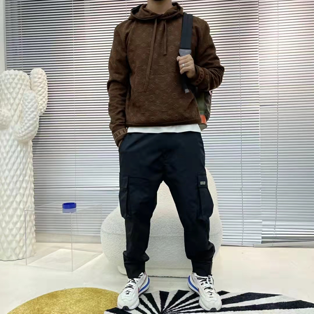 Louis Vuitton LV Men Monogram Hoodie Wool Polyester Brown Slightly Loose Fit