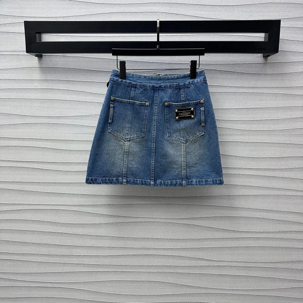 Louis Vuitton Women Button Front Denim Mini Skirt 1AGOTP