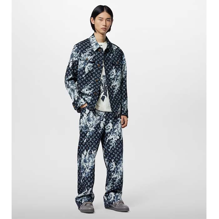 Louis Vuitton Unisex LV Trainer Sneaker Grey Calf Leather Rubber Outsole Monogram Flower