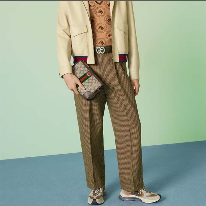 Gucci GG Unisex Ophidia GG Messenger Bag Beige Ebony GG Supreme Canvas