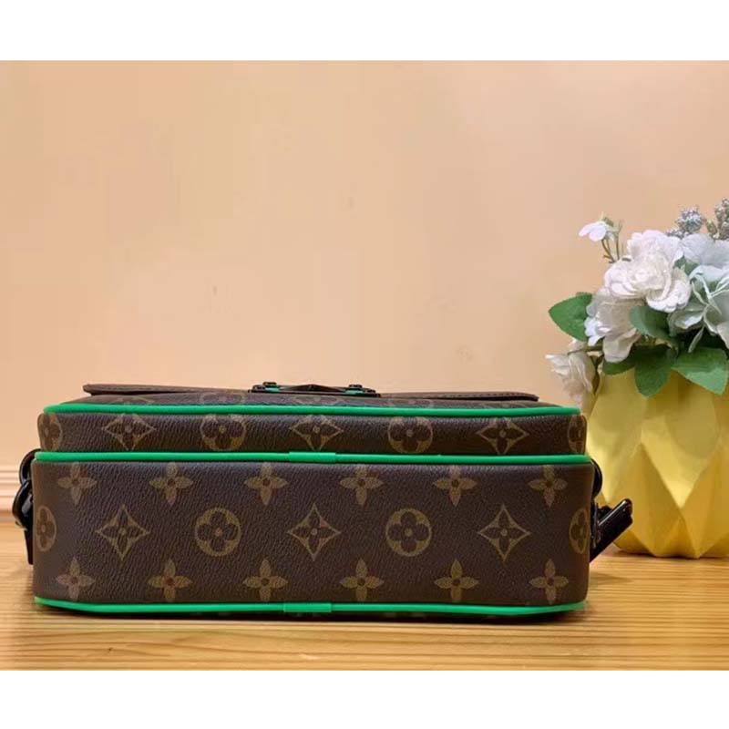 Louis Vuitton LV Unisex S Lock Messenger Brown Monogram Macassar Coated Canvas