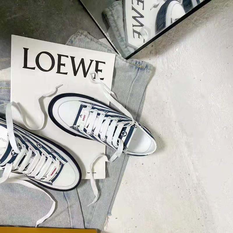 Louis Vuitton Women LV Escale Stellar Sneaker Cotton Canvas Monogram Flowers-Blue