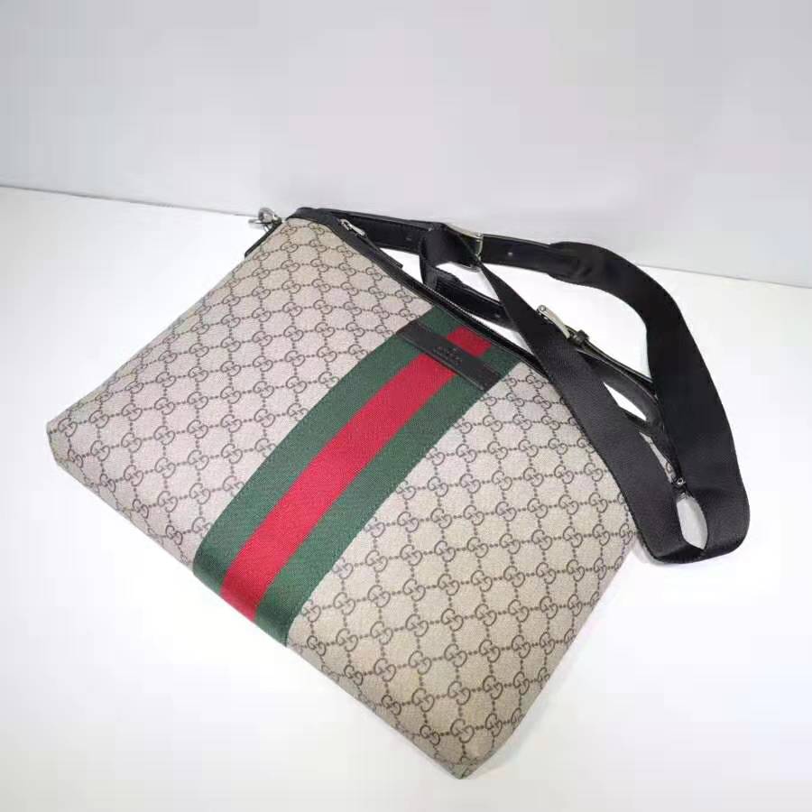 Gucci GG Men GG Supreme Medium Messenger Bag-Brown