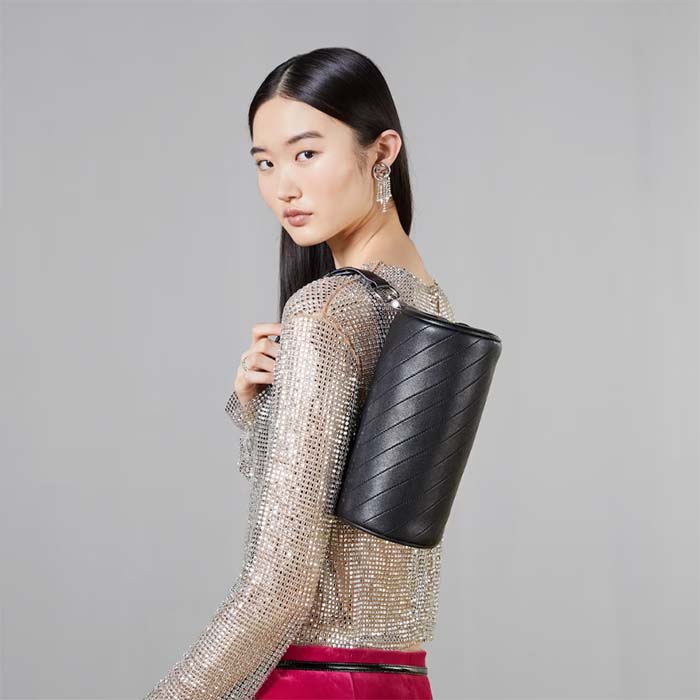 Gucci Women GG Blondie Mini Shoulder Bag Round Interlocking G Black Leather