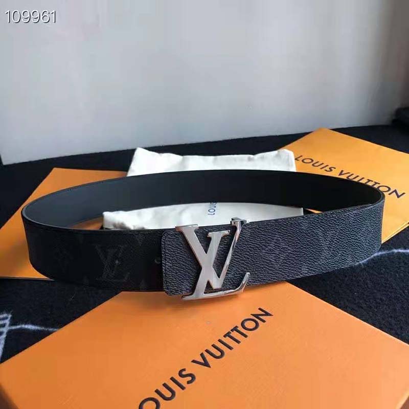 Louis Vuitton Unisex LV Initiales 40mm Reversible Belt Monogram Eclipse Canvas-Grey