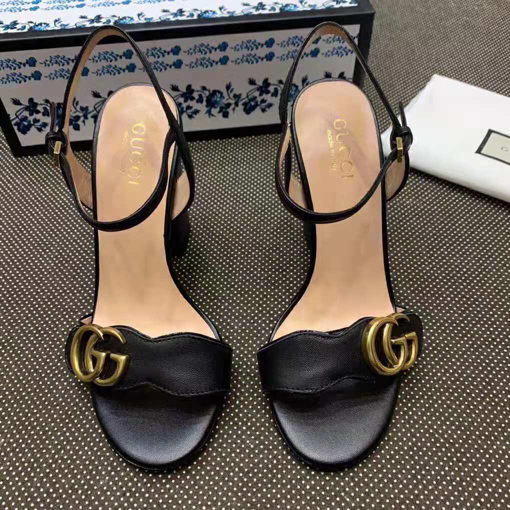 Gucci Women Leather Sandal 10.2 cm Heel-Black