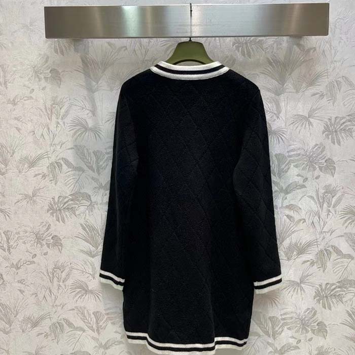 Gucci Women GG Extra Fine Wool Piquet Coat Collarless Long Sleeves Two Front Pockets