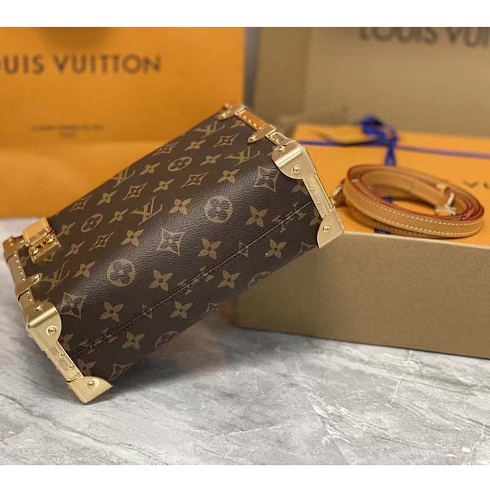 Louis Vuitton LV Women Side Trunk Monogram Coated Canvas Cowhide Leather