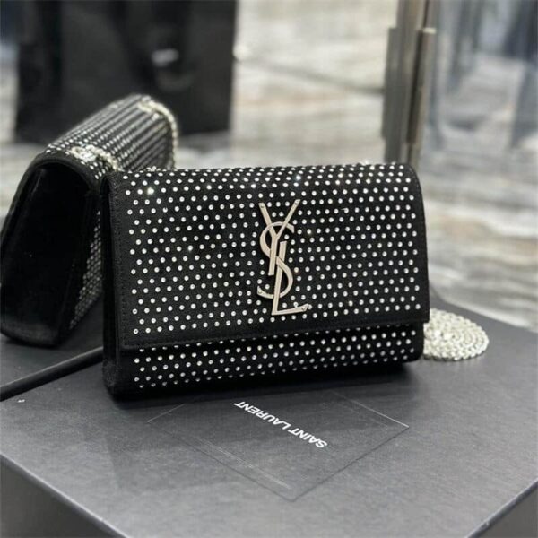 YL Small Kate Studded Satin Shoulder Bag 10240657