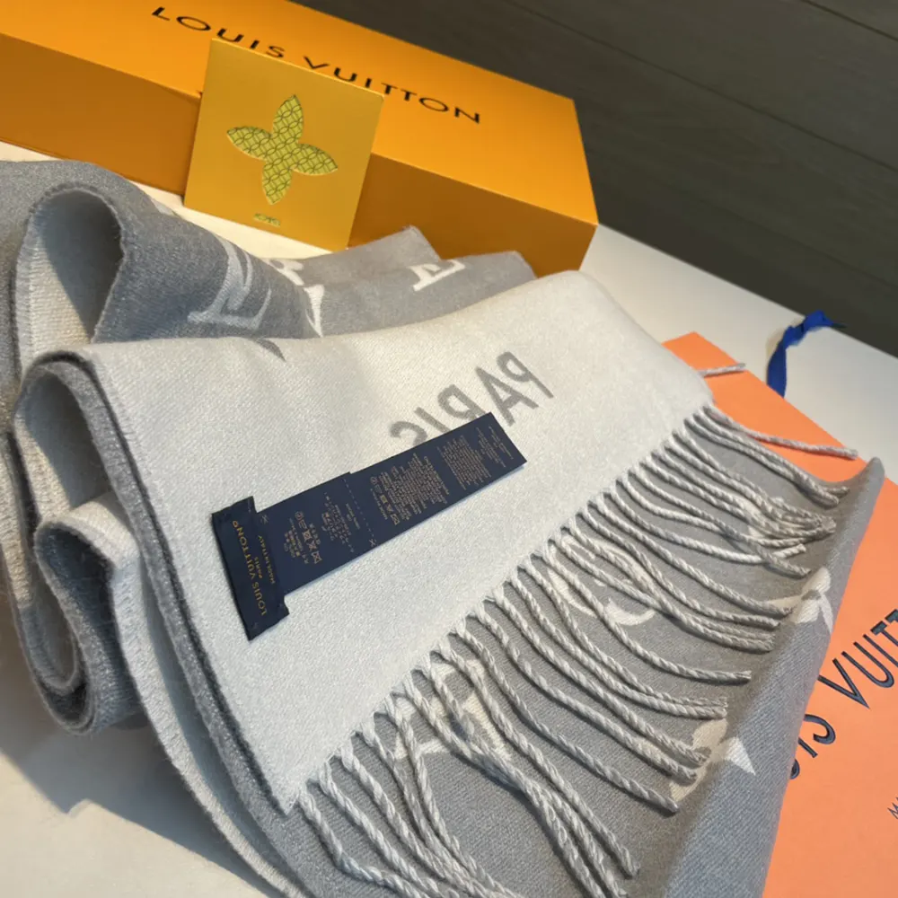 Louis Vuitton Unisex All About Monogram Scarf-Light Grey M79226