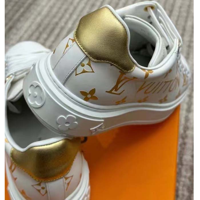 Louis Vuitton LV Unisex Time Out Sneaker Gold Monogram Debossed Calf Leather