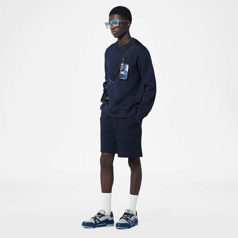 Louis Vuitton Unisex LV Trainer Sneaker Navy Blue Epi Calf Leather Rubber Outsole #54