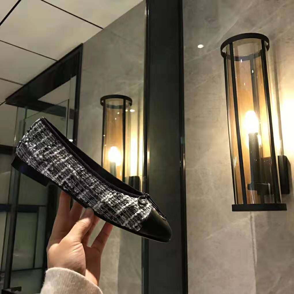 Chanel Women Ballerinas in Tweed Fabrics-Black