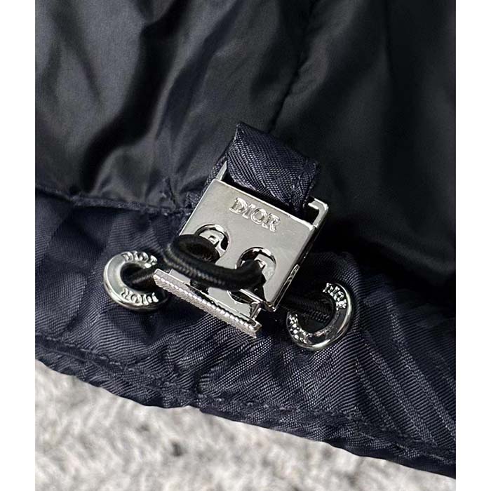 Dior Men CD Dior Oblique Down Jacket Navy Blue Technical Jacquard