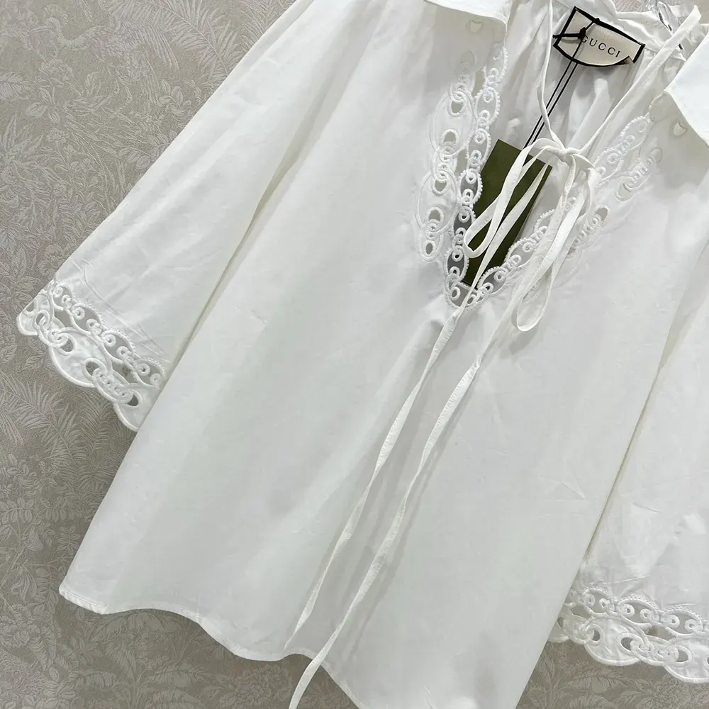 Gucci Women Cotton Poplin Shirt with Embroidery 826591