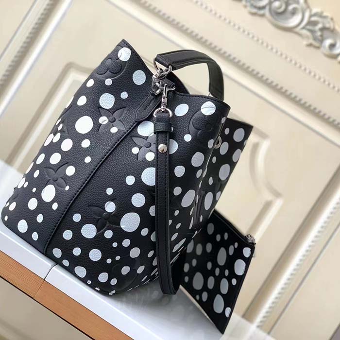 Louis Vuitton Women LVxYK NeoNoé MM Black White Embossed Grained Monogram Empreinte Cowhide