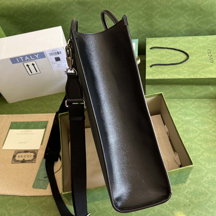 Gucci Unisex Medium Tote Bag Interlocking G Black GG Supreme Canvas