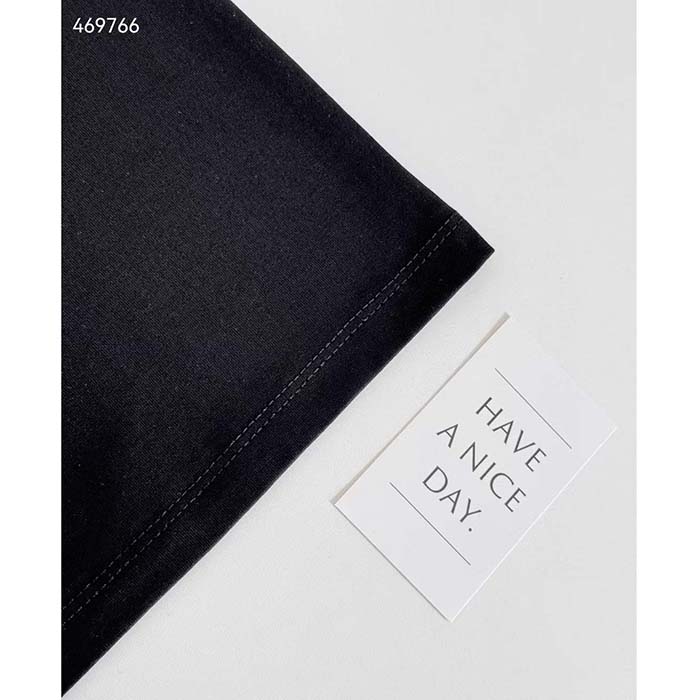 Louis Vuitton Men LV Embroidered Cotton T-Shirt Regular Fit Black 1AFQ67