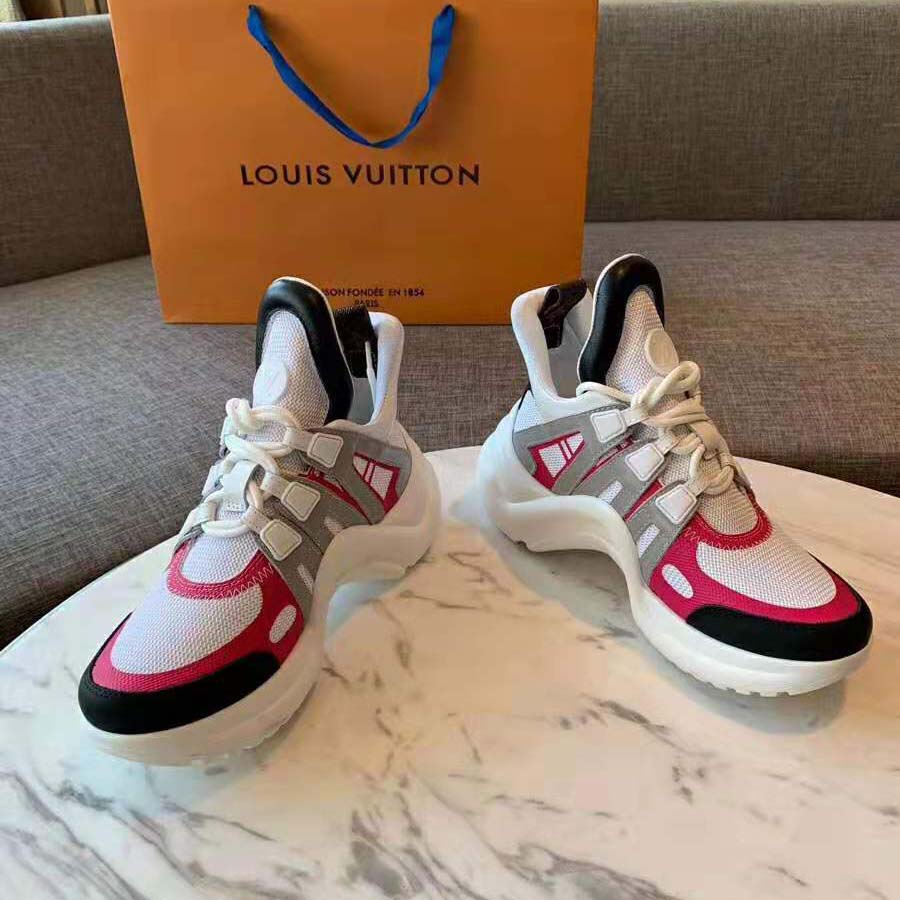Louis Vuitton LV Unisex LV Archlight Sneaker in Technical Fabric and Monogram Canvas-Pink