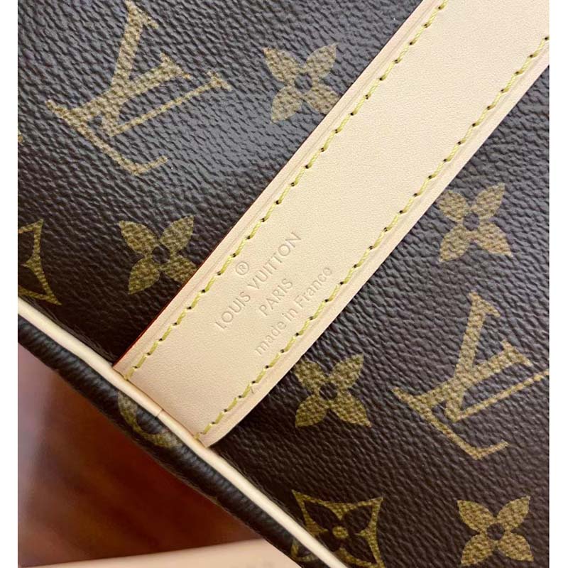 Louis Vuitton LV Unisex Keepall Bandoulière 45 Monogram Canvas Natural Cowhide Leather