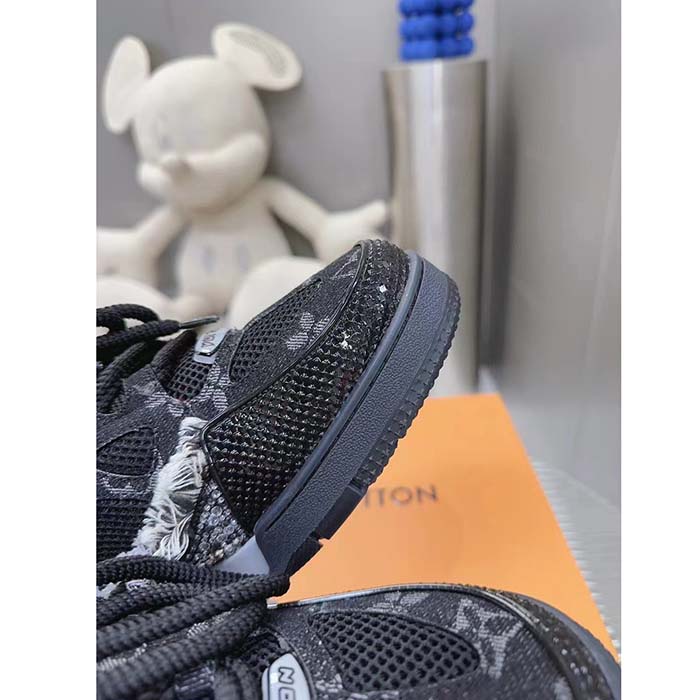 Louis Vuitton Unisex LV Skate Sneaker Black Swarovski Crystals Monogram Denim Double Laces Rubber