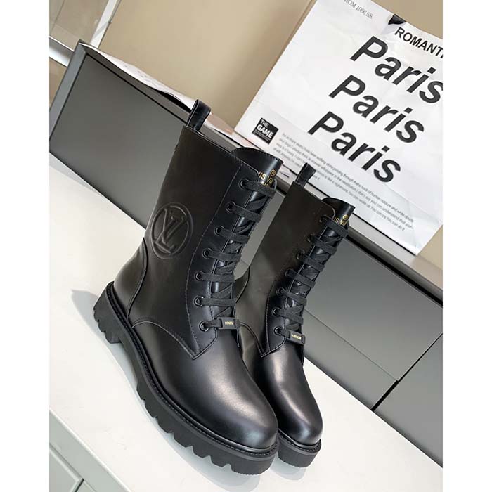 Louis Vuitton LV Unisex Territory Flat Ranger Black Calf Leather Circle