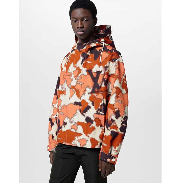 Louis Vuitton Men Cotton Hooded Blouson Regular Fit LV Mappamundi Signature Printed All Over