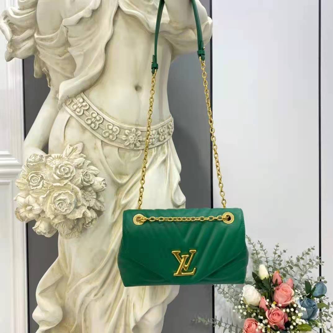 Louis Vuitton LV Women New Wave Chain Bag Handbag Emerald Green Smooth Cowhide Leather