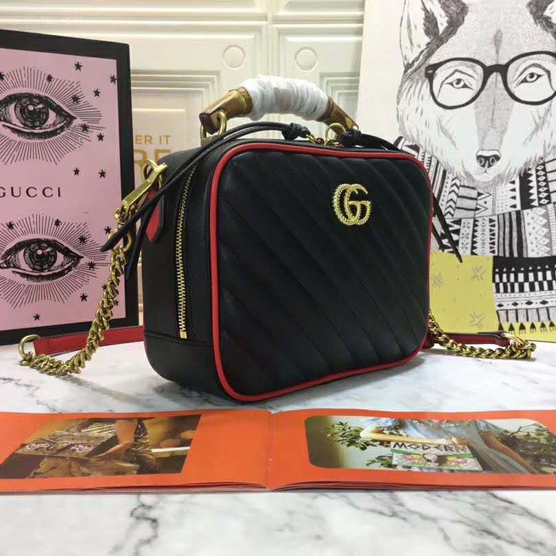 Gucci GG Women GG Marmont Small Shoulder Bag with Bamboo