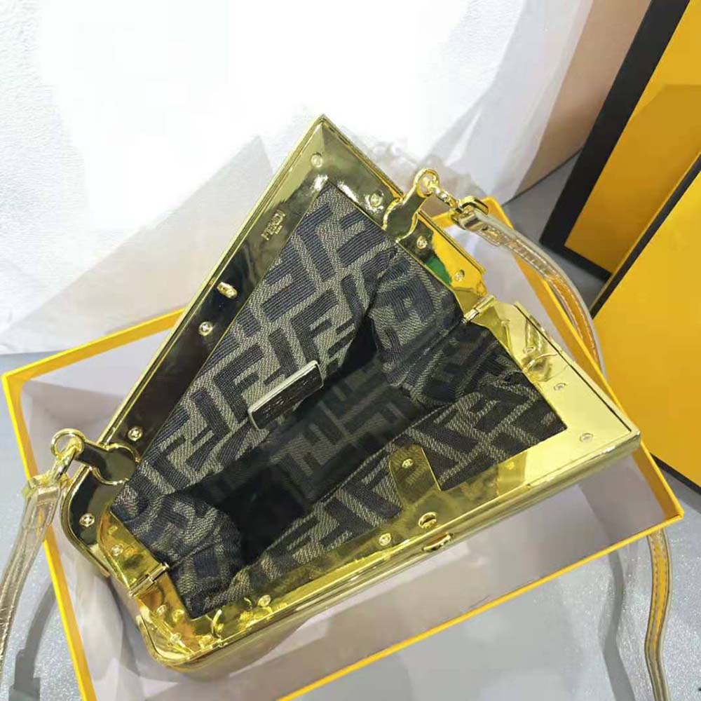 Fendi Women First Small Gold Laminated Leather Bag