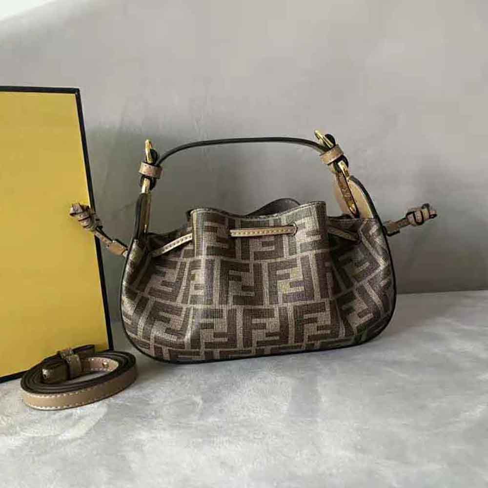 Fendi Women Pomodorino Brown FF Fabric Mini-Bag