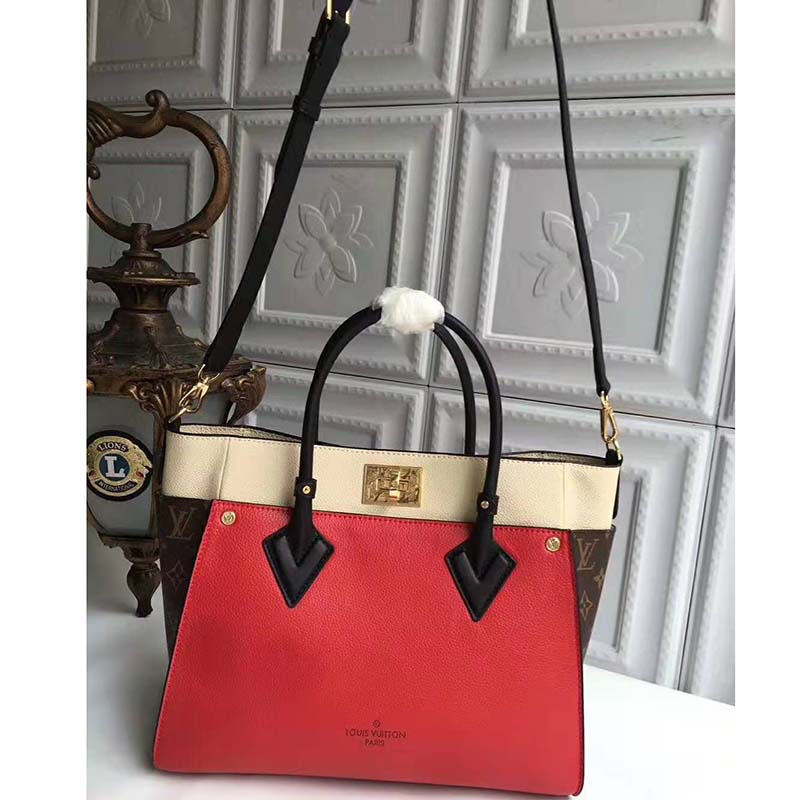 Louis Vuitton LV Women On My Side Bag in Small-Grained Calf Leather-Red