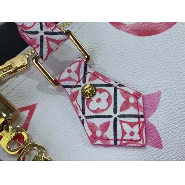Louis Vuitton Women LV Speedy Bandoulière 25 Pink Monogram Coated Canvas Double Zip Padlock