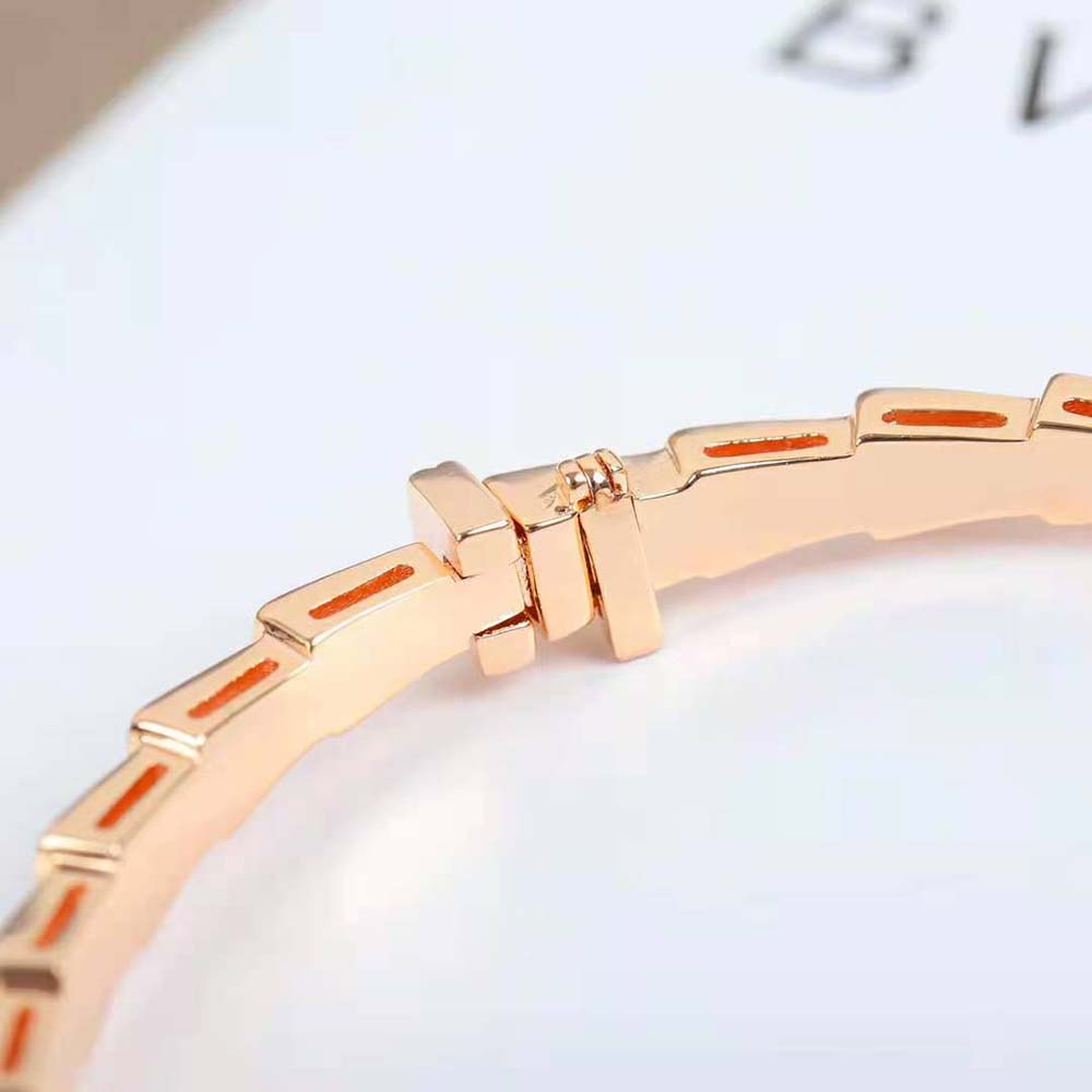 Bvlgari Women Serpenti Viper 18 KT Rose Gold Bracelet Set with Demi Pave Diamonds