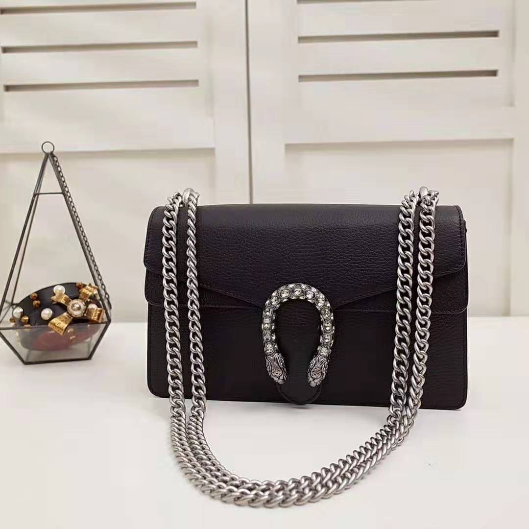 Gucci GG Women Dionysus Small Shoulder Bag in Tiger Head with Crystals-Black