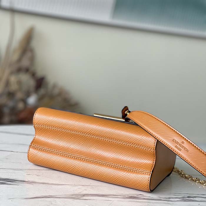 Louis Vuitton LV Women Twist MM Handbag Brown Epi Grained Cowhide Leather