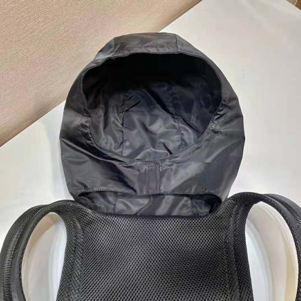 Prada Women Leather Backpack with Hood-Black