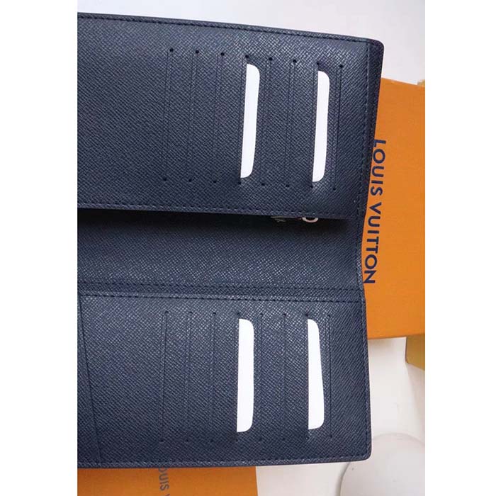 Louis Vuitton LV Unisex Brazza Wallet Taïga Leather Discreetly Stamped LV Initials