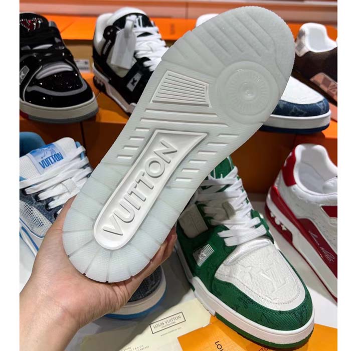 Louis Vuitton Unisex LV Trainer Sneaker Black Eclipse Monogram Canvas Rubber Flowers