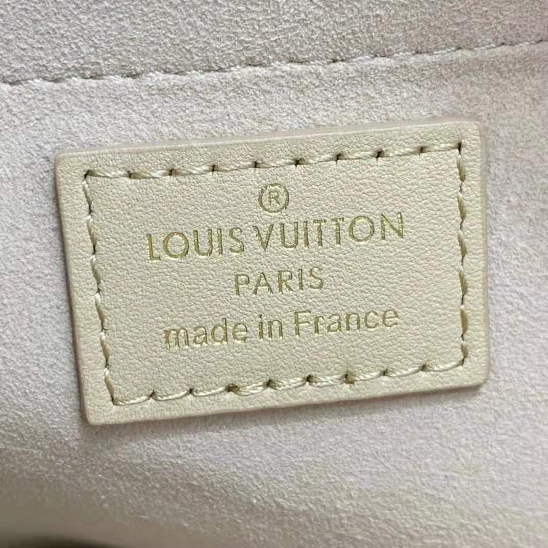 Louis Vuitton LV Women Pochette Troca Handbag Cashmere Beige Damier Quilt Lamb Leather