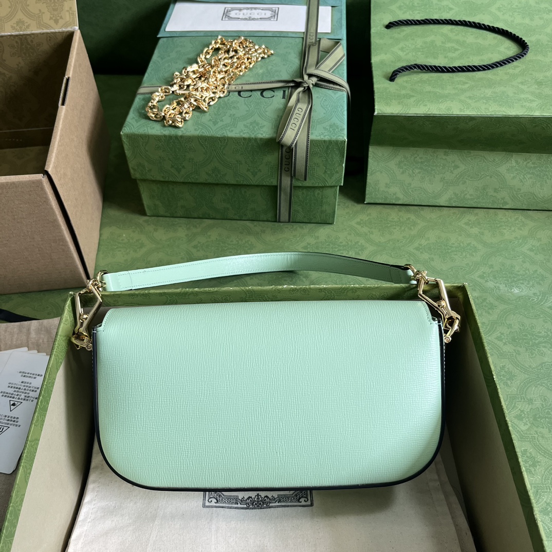 Gucci Women Dionysus Small Shoulder Bag Light Green Leather GG Supreme Canvas