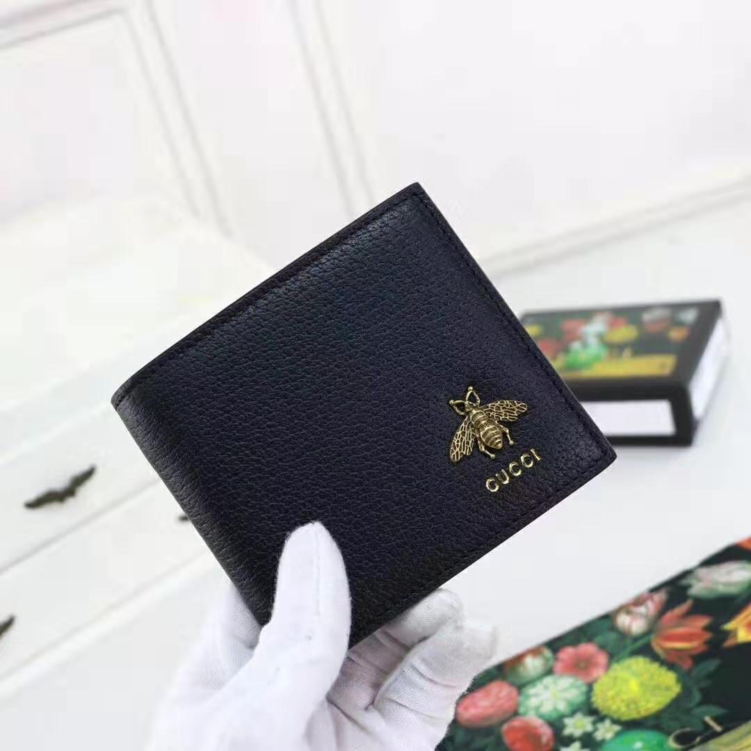 Gucci GG Unisex Animalier Leather Wallet in Black Leather