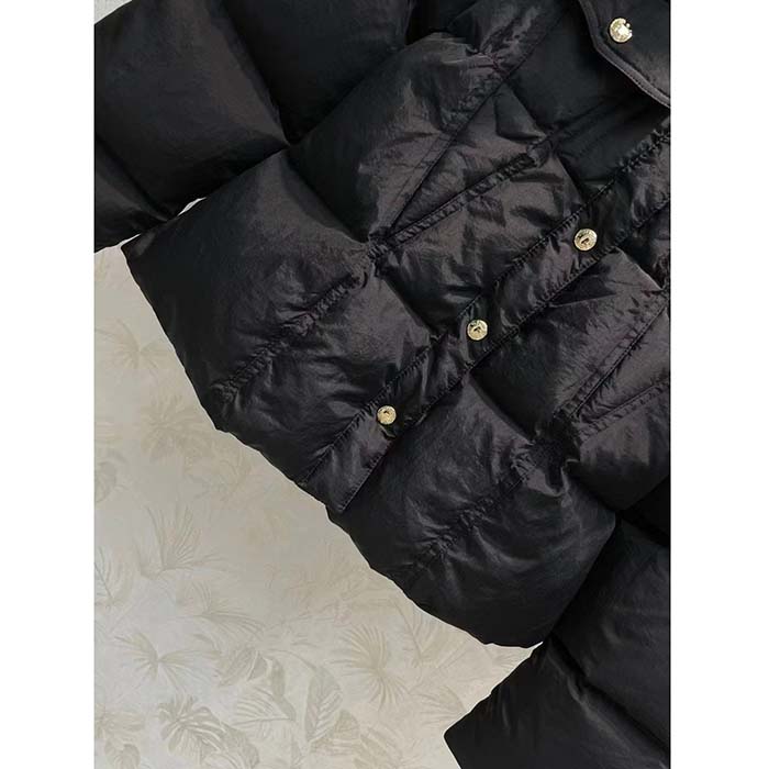 Louis Vuitton Women LV SKI Crinkled Nylon Peplum Puffer Jacket Polyamide Black