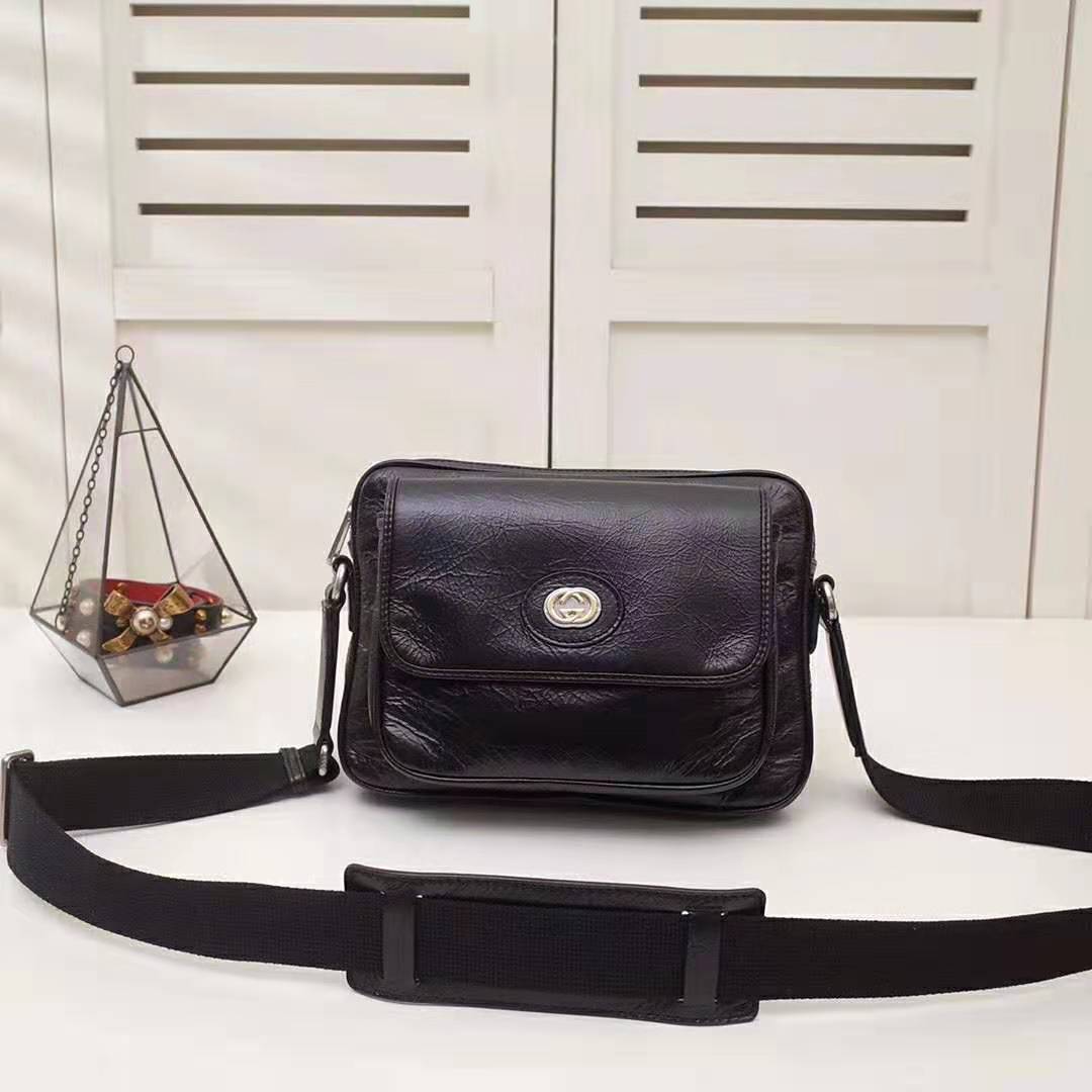 Gucci GG Men Leather Belt Bag in Black Soft Leather