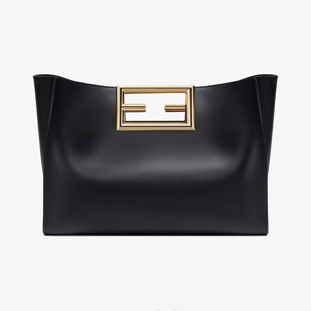 Fendi Women Way Medium Made of Camellia-Colored Leather Bag-Black