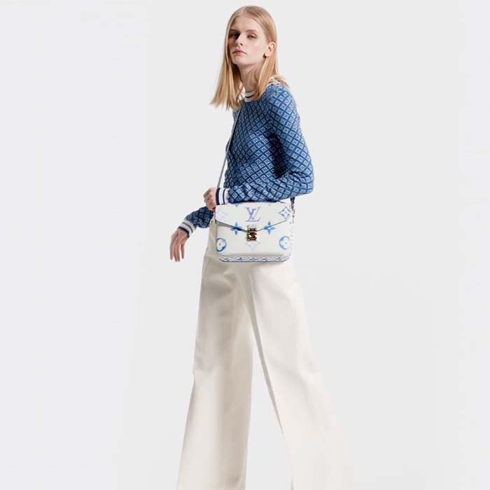 Louis Vuitton LV Women Pochette Métis MM Blue Monogram Coated Canvas